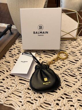 Balmain Pulse Leather Pouch Bag Charm - Black - New in Box with Tags
